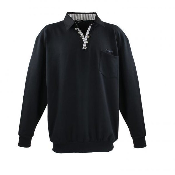 Sweatshirt Pullover V-Ausschnitt Brusttasche - Schwarz