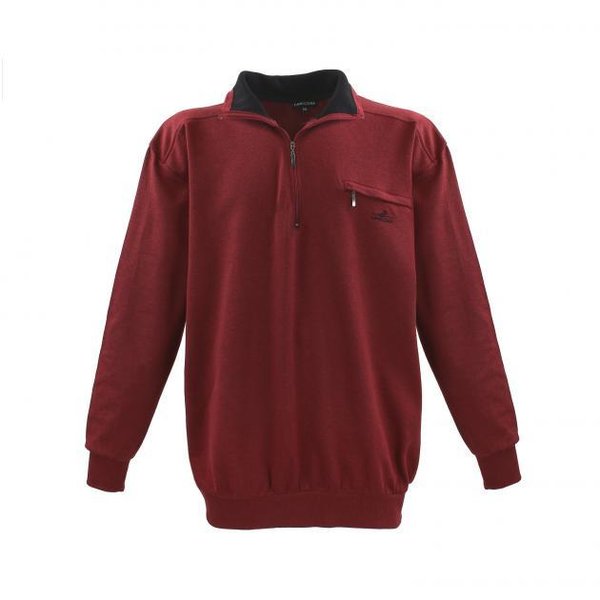 Sweatshirt Pullover V-Ausschnitt Brusttasche - Bordo-Rot Meliert